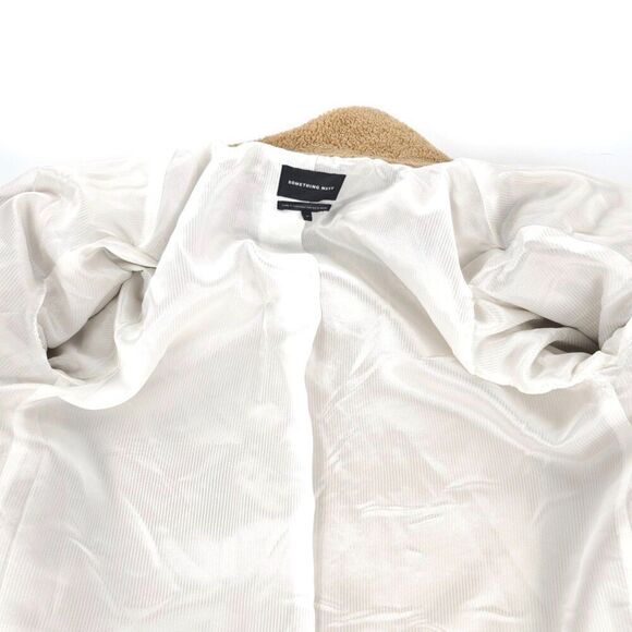 SOMETHING NAVY Teddy Faux Fur Coat Tailored Midi Duster Clean Girl Minimal Boho - Picture 9 of 12